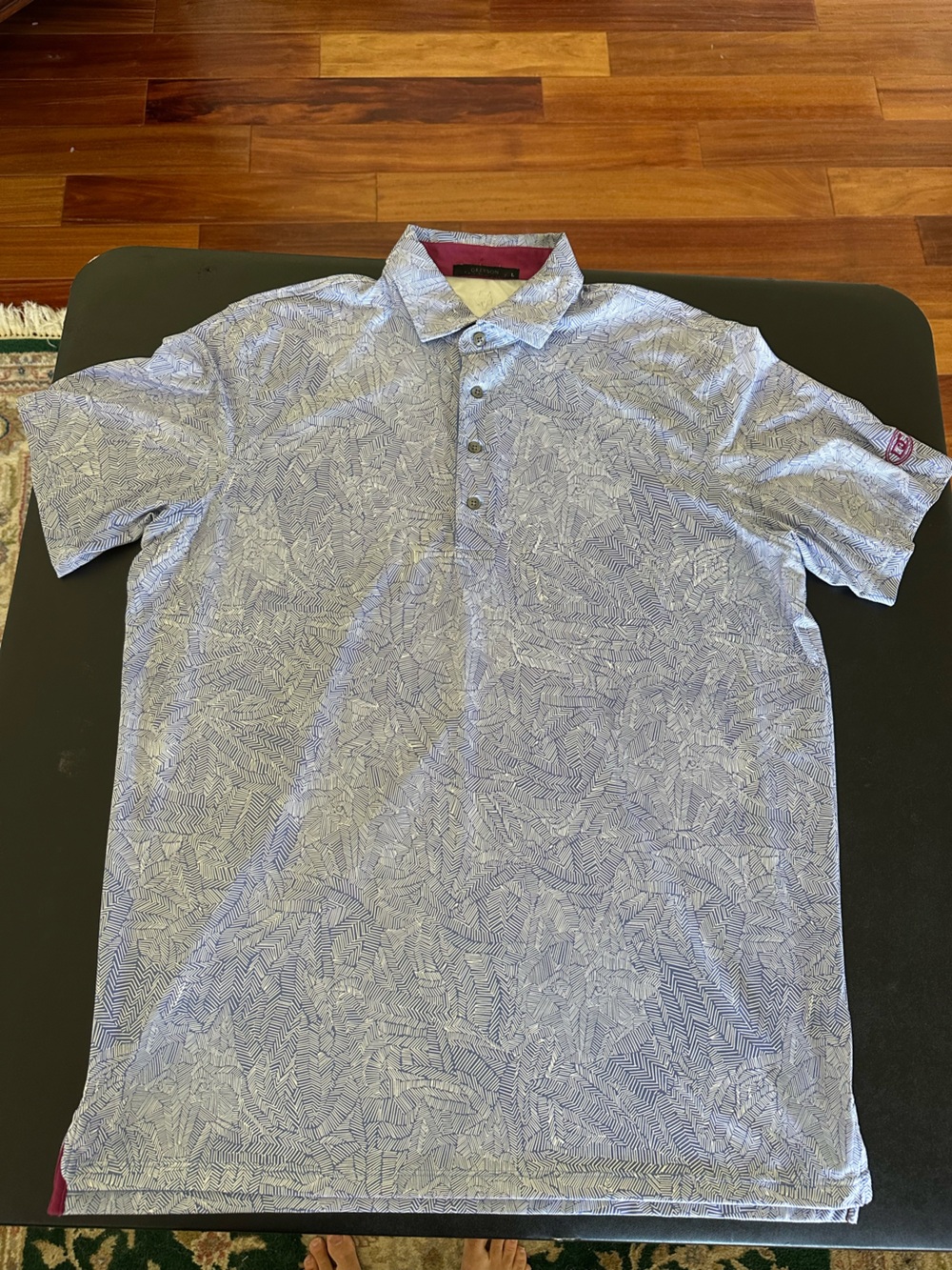 Greyson Golf Men's Light Blue Patterned Polo DC Ranch Logo Large